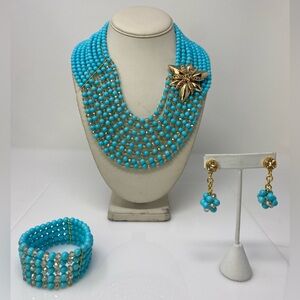 Turquoise Beaded Necklace and Earring Set